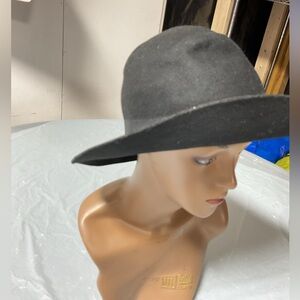 D&Y Black Wide-Brim Wool Fedora Hat